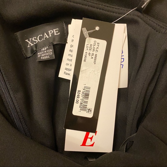 XSCAPE Cold-Shoulder Asymmetrical Leg-Slit Gown in Black Size 4P - Picture 10 of 10